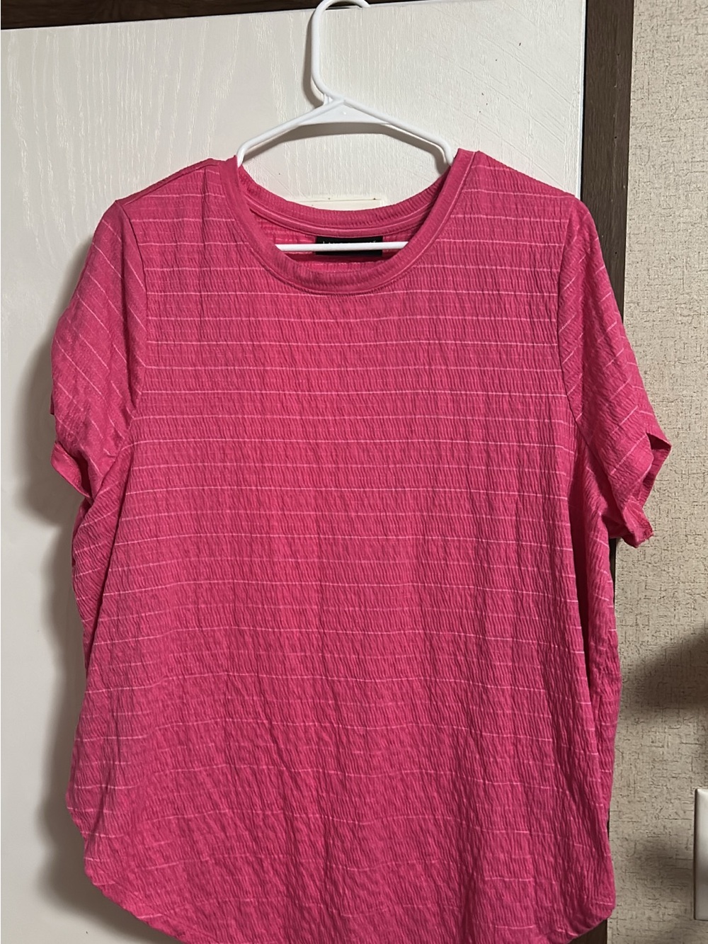 Lane Bryant Hot Pink Short Sleeve Crewneck Top